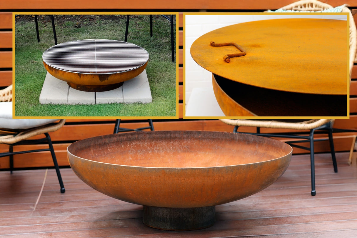 The Mornington Fire Pit, Full Grill and Lid Bundle